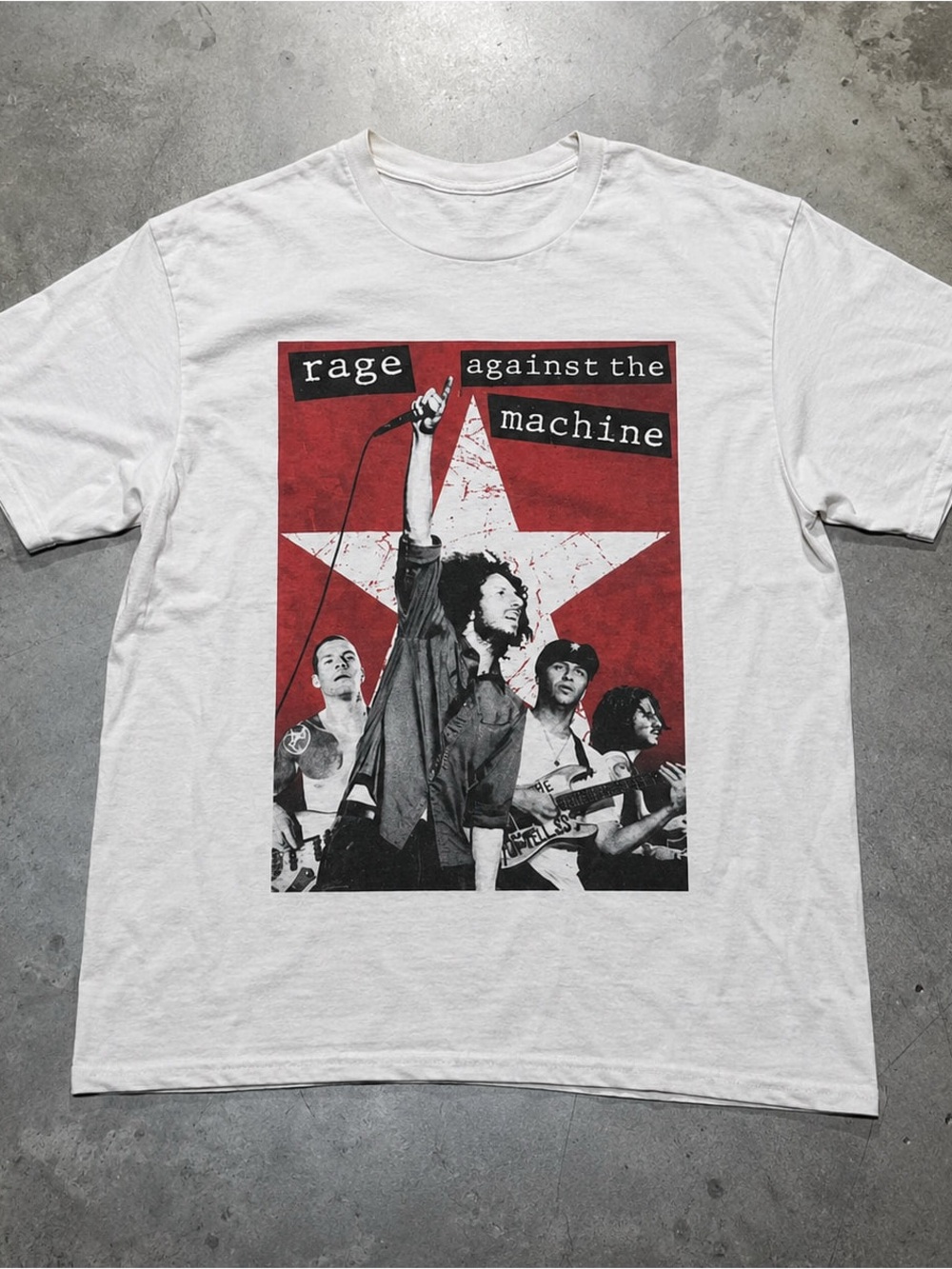 White Rage Against The Machine Graphic Band T-Shirt